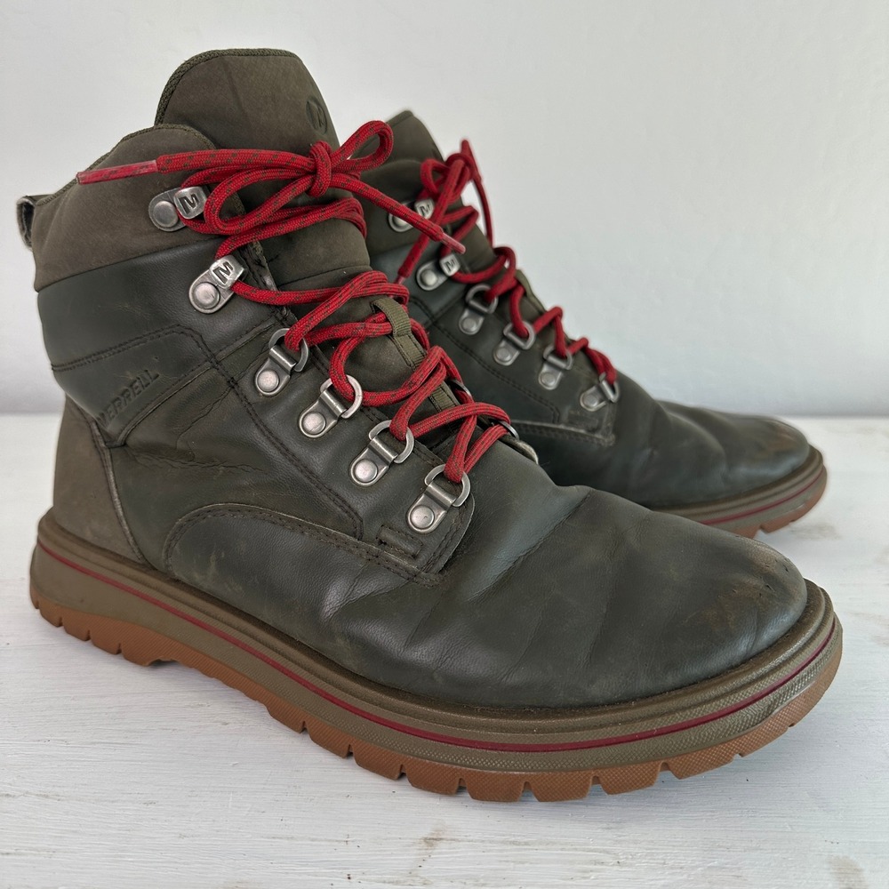 Merrell Hiking Boots Mens 9 J310953C Dusty Olive Leather Lace Up Performance